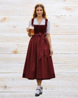 Dirndl Dress Burgundy Velvet – Elegant Bavarian Style