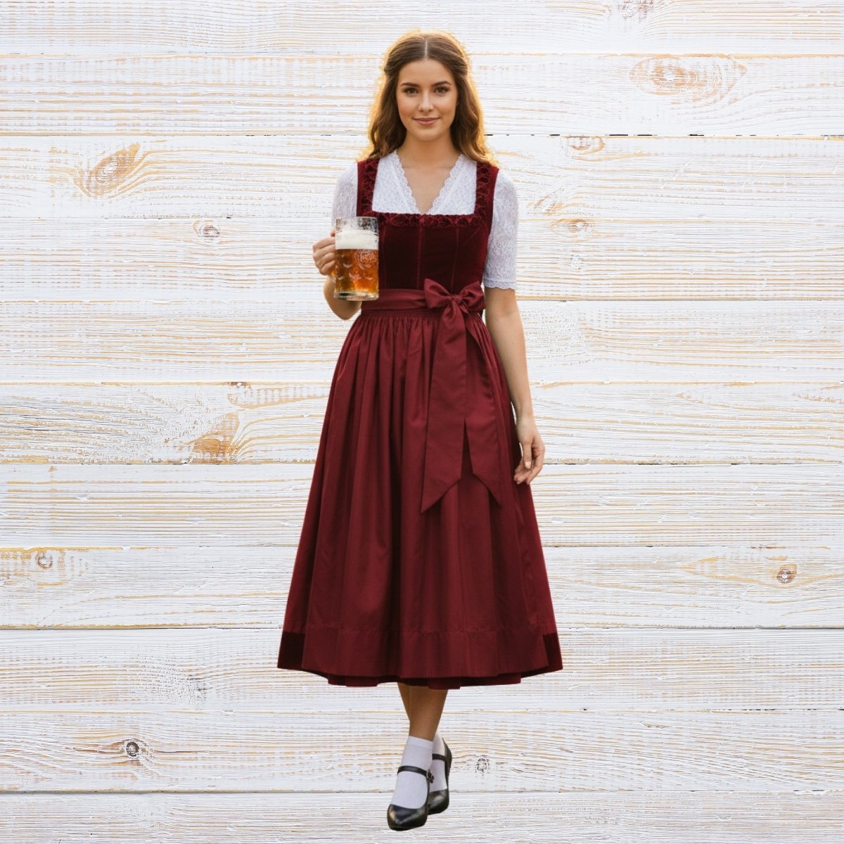Dirndl Dress Burgundy Velvet – Elegant Bavarian Style (1)