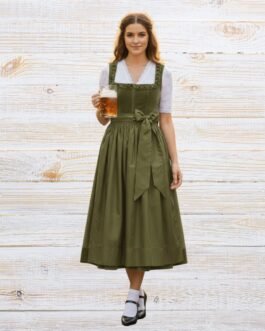 Dirndl Dress Olive Velvet – Elegant Bavarian Tradition