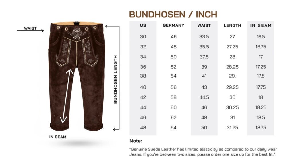 Bundhosen Size Chart