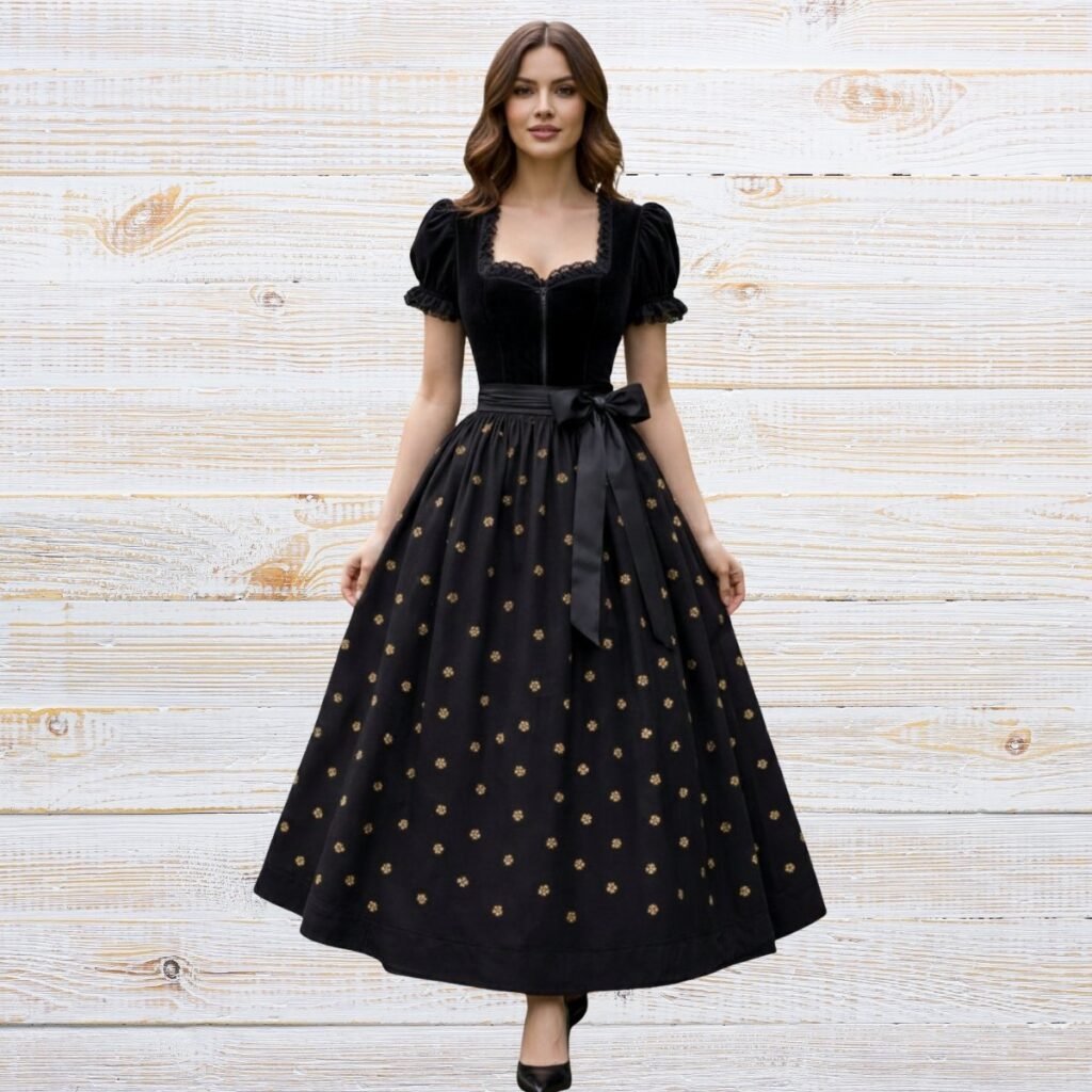 Classic Dirndl Costume Black Velvet Timeless Style