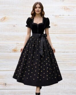 Classic Dirndl Costume Black Velvet Timeless Style