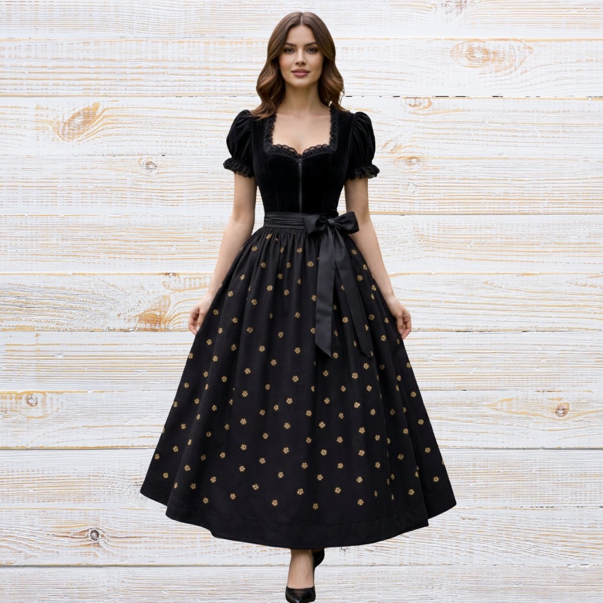 Classic Dirndl Costume Black Velvet Timeless Style