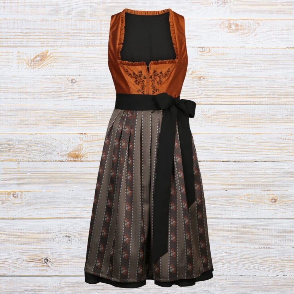 Embroidered Dirndl Dress Orange Bold Elegant Style