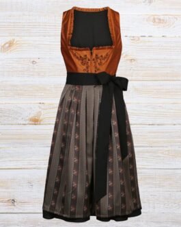 Embroidered Dirndl Dress Orange Bold Elegant Style