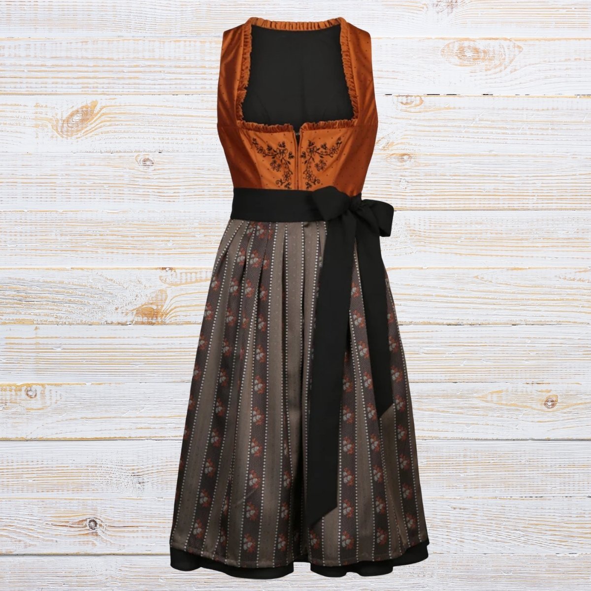 Embroidered Dirndl Dress Orange Bold Elegant Style