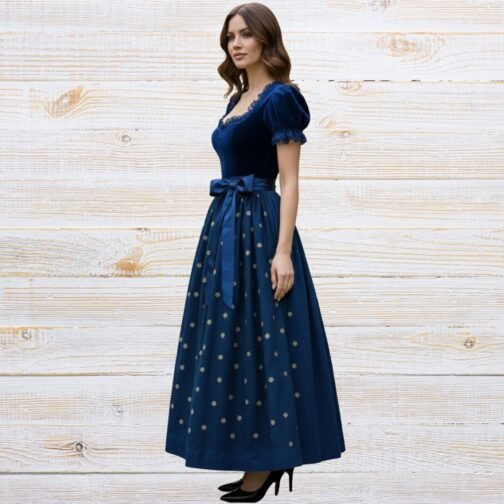 Festivals Dirndl Dress Blue Velvet Bavarian Style Festivals Dirndl Dress Blue Velvet Bavarian Style