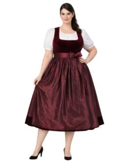 Gorgeous Plus Size Burgundy Velvet Dirndl Bavarian