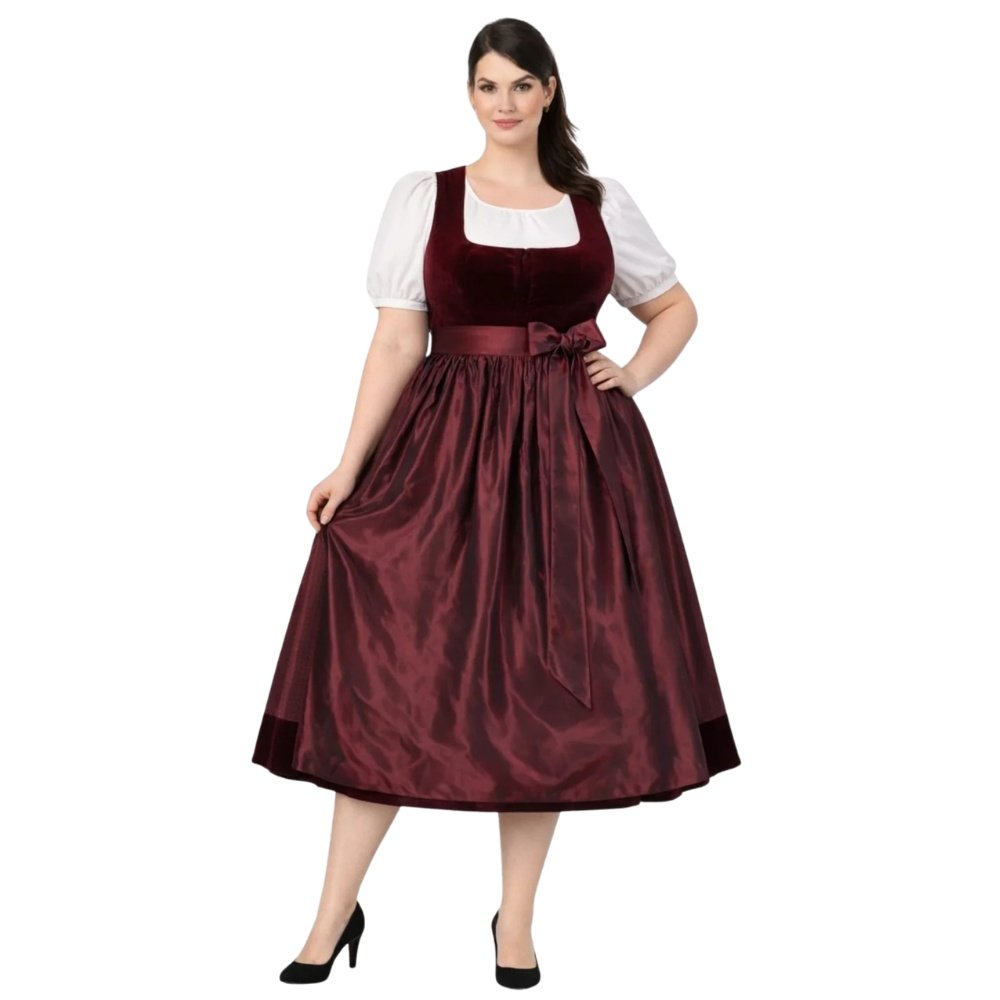 Gorgeous Plus Size Burgundy Velvet Dirndl Bavarian (1)